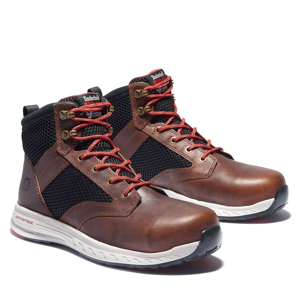 Timberland Mens Pro Boots Drivetrain Comp Toe Mid - Brown/Black - India SD3986274